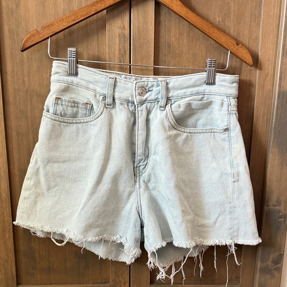 Quiksilver Blue Jean Shorts Distressed Frayed Hem - Picture 1 of 3